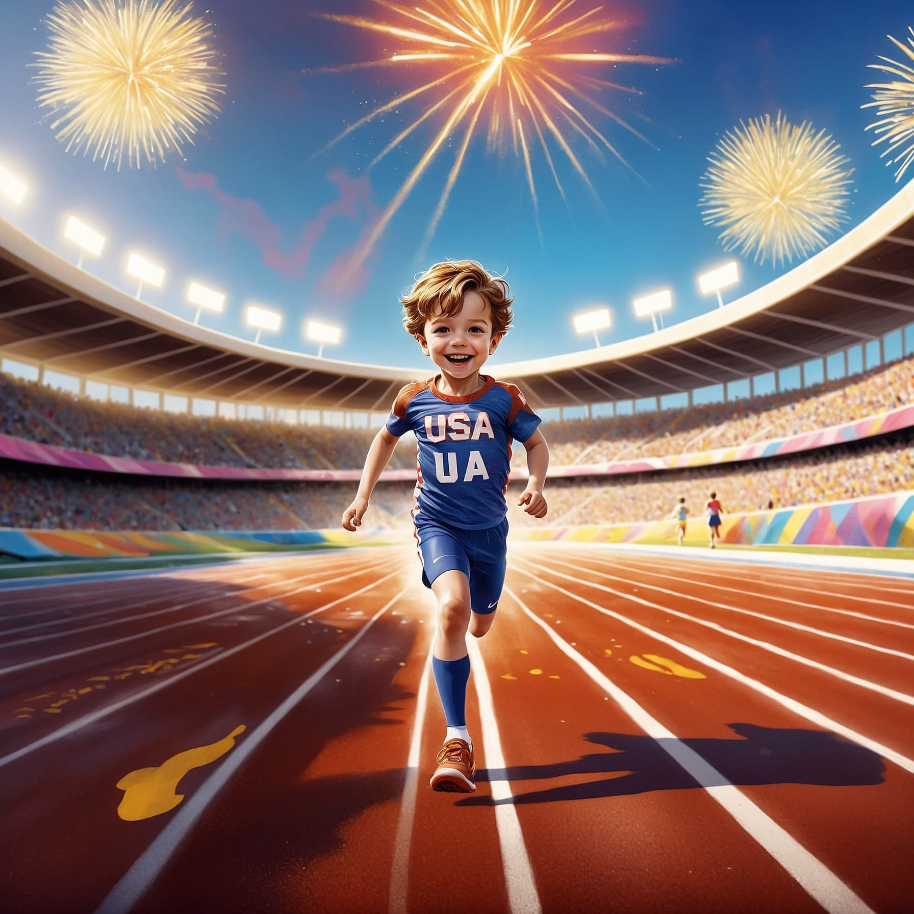 Child as olympic sprinter