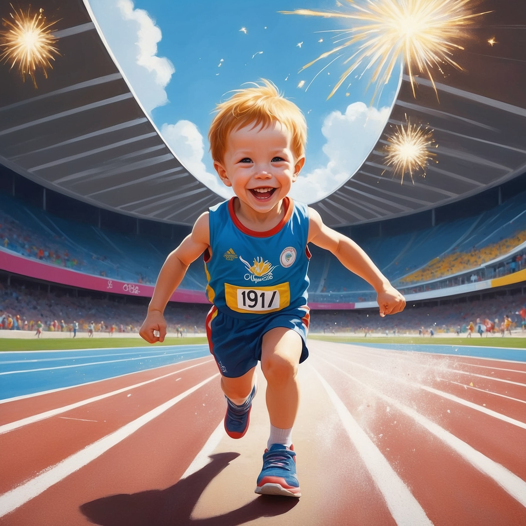 Child as olympic sprinter